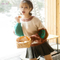 Custom Long Lantern Sleeve O-Neck Knitted Pullover Lovely Girl Sweater