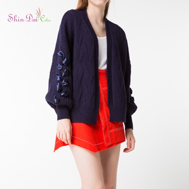 Super Quality Breathable Autumn New Wool Simple Color Woman Sweater Coat