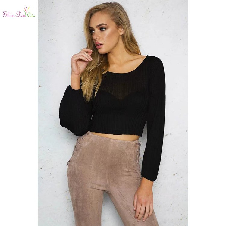 China supplier hot sale fashion womens knitted pullover sweaters with a navel on it
