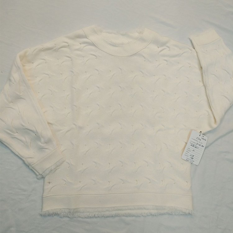 New Arrival Spring Fall Ladies White Fur Sleeve Tassels Hem Knitted Pullover Sweater