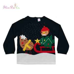 Professional Design 100% Cotton Custom Christmas Baby Pullover Sweater