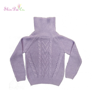 New Design Knitting Patterns Baby Girl Romantic Stitching Turtleneck Sweater