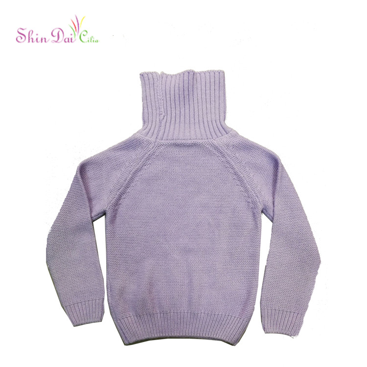 New Design Knitting Patterns Baby Girl Romantic Stitching Turtleneck Sweater