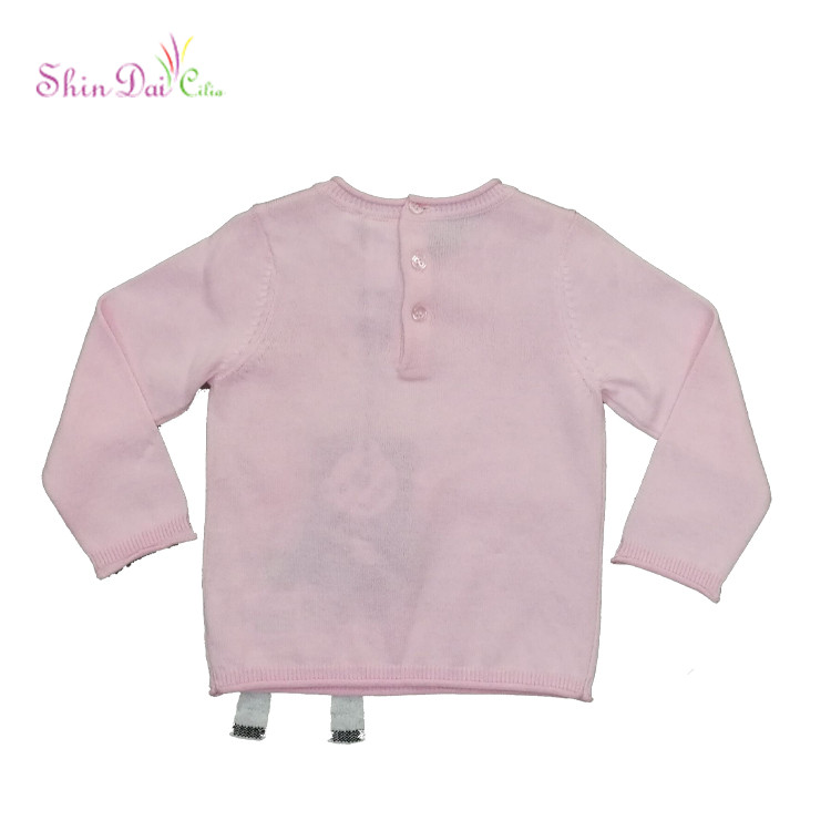 Popular New Designed Lovely Cat Pattern Infant Baby Girl Knit Pullover Sweater