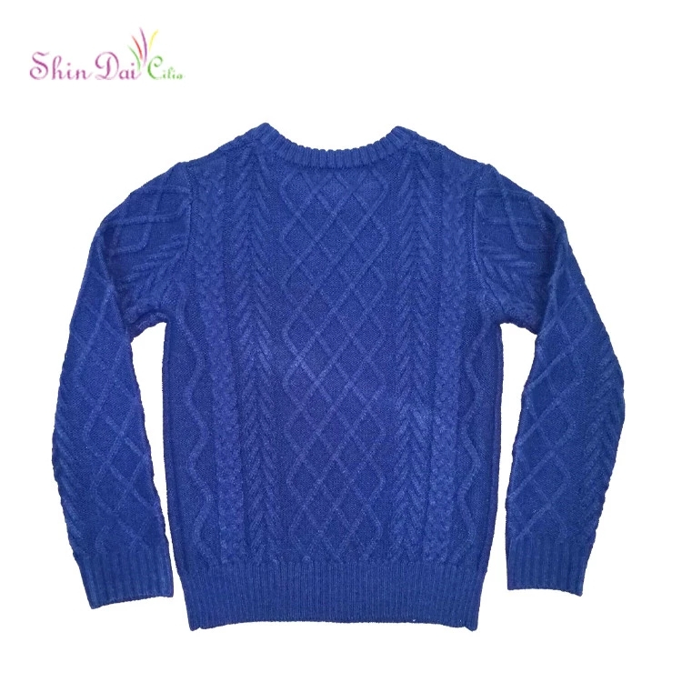 OEM Service Winter Knitting Patterns Children Kids Boy Pullover Blank Cable Sweater