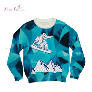 Functional OEM Service Dobby Knitting Patterns Children Print Pullover Sweater